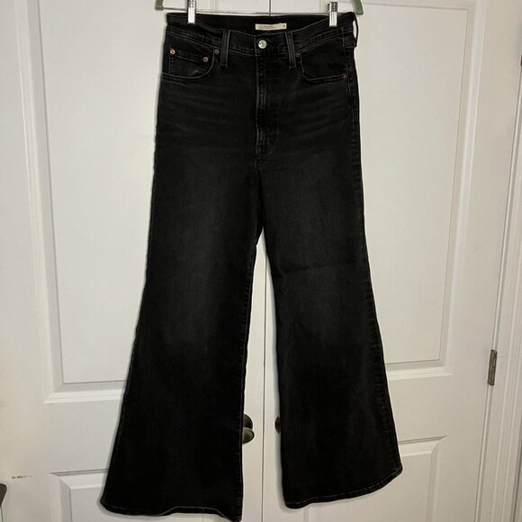 Levi’s Ribcage Bell Jeans Womens 31 Black Stretch Flared High Rise Waist Denim - Picture 2 of 15